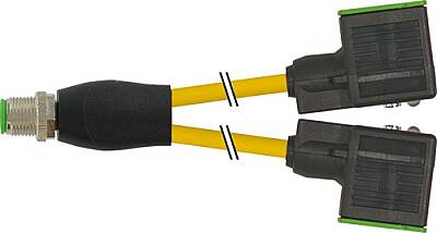 7000-42401-0360400 Y-Distributor M12 male / MSUD valve plug A-18mm PUR 3x0.75 ye UL/CSA+drag ch. 4m - 1
