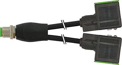 7000-42421-6260150 Y-Distributor M12 male / MSUD valve plug BI-11mm PUR 3x0.75 bk UL/CSA 1.5m - 1