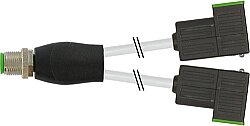 7000-42441-2360150 Y-Distributor M12 male / MSUD valve plug CI-9.4mm PUR 3x0.75 gy UL/CSA+drag ch. 1.5m