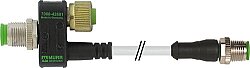 7000-42601-0000000 T-Coupler M12 female/M12 male+cable+M12 male A-cod 8-pol. / 4-pol. + 3-pol.