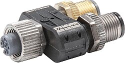 7000-42771-0000000 T-Coupler Slimline M12 female / 2x M12 male A-cod. 5-pol. / 3-pol. + 2-pol., Power IO-Link
