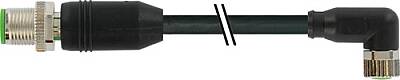 7000-43321-6400100 M12 male 0° / M8 female 90° A-cod. shielded PUR 3x0.34 shielded bk UL/CSA+drag ch. 1m - 1