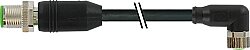 7000-43321-6400800 M12 male 0° / M8 female 90° A-cod. shielded PUR 3x0.34 shielded bk UL/ 8.0m
