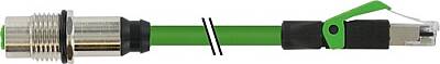 7000-44851-6590060 M12 fem. recept. D-cod. rear/RJ45 male 0° shielded PUR 1x4xAWG22 shielded gn UL/CSA+drag ch. 0.6m - 1