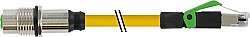 7000-44851-6750100 M12 fem. recept. D-cod. rear/RJ45 male 0° shielded PUR 1x4xAWG22 shielded ye UL/CSA+drag ch. 1m