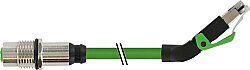 7000-44861-7960030 M12 fem. recept. D-cod. rear / RJ45 male 45° up PUR 1x4xAWG22 shielded gn UL/CSA+drag ch. 0.3m
