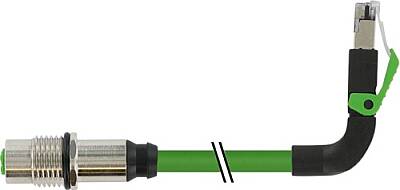 7000-44867-7960050 M12 fem. recept. D-cod. rear / RJ45 male 90° up PUR 1x4xAWG22 shielded gn UL/CSA+drag ch. 0.6m - 1