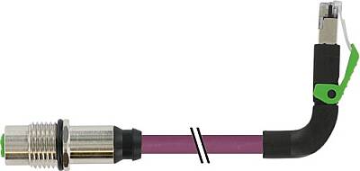 7000-44867-7980030 M12 fem. recept. D-cod. rear / RJ45 male 90° up PUR 1x4xAWG22 shielded vt UL/CSA+drag ch. 0.3m - 1