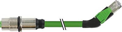 7000-44881-7940100 M12 fem. recept. D-cod. rear / RJ45 male 45° left PUR 1x4xAWG22 shielded gn UL/CSA 1m - 1