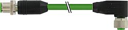 7000-46051-8020100 M12 male 0° / M12 female 90° A-cod. shielded PUR 4x0.5+2x0.25 shielded gn UL/CSA+drag ch. 1m