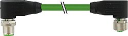 7000-46061-8020120 M12 male 90° / M12 female 90° A-cod. shielded PUR 4x0.5+2x0.25 shielded gn UL/CSA+drag ch. 1.2m
