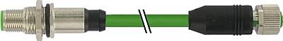 7000-47241-8310100 M12 male recept. /M12 fem. 0° Y-cod. shielded rear PUR AWG20/26 shielded gn UL/CSA+drag ch. 1m - 1