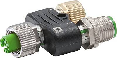 7000-47301-0000000 T-Coupler M12 female / M12 female + male shielded Y-cod. / D-cod. Ethernet + A-cod. - 1
