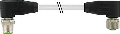 7000-48021-2920130 M12 male 90° / M12 female 90° A-cod. PUR 8x0.25 gy UL/CSA+drag ch. 1.3m - 1
