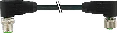 7000-53061-7050030 M12 male 90° / M12 female 90° A-cod. PUR 12x0.14 bk UL/CSA+drag ch. 0.3m - 1