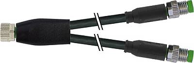 7000-87251-6300150 Y-Distributor M8 female / M8 male 0° A-cod. PUR 3x0.25 bk UL/CSA+drag ch. 1.5m - 1