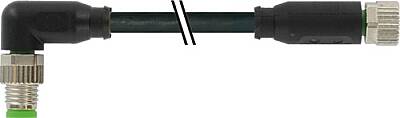 7000-88061-6302000 M8 male 90° / M8 female 0° A-cod. PUR 3x0.25 bk UL/CSA+drag ch. 20m - 1