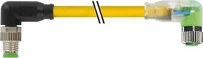7000-88101-0300060 M8 male 90° / M8 female 90° A-cod. LED PUR 3x0.25 ye UL/CSA+drag ch. 0.6m - 1