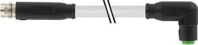 7000-88141-2100060 M8 male 0° / M8 female 90° A-cod. snap-in PVC 3x0.25 gy UL/CSA 0.6m - 1