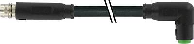 7000-88141-6300200 M8 male 0° / M8 female 90° A-cod. snap-in PUR 3x0.25 bk UL/CSA+drag ch. 2m - 1