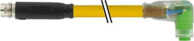 7000-88161-0100150 M8 male 0° / M8 female 90° A-cod. snap-in LED PVC 3x0.25 ye UL/CSA 1.5m - 1