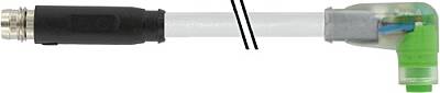7000-88161-2100060 M8 male 0° / M8 female 90° A-cod. snap-in LED PVC 3x0.25 gy UL/CSA 0.6m - 1