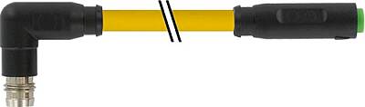 7000-88181-0100150 M8 male 90° / M8 female 0° A-cod. snap-in PVC 3x0.25 ye UL/CSA 1.5m - 1