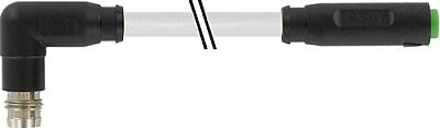 7000-88181-2100150 M8 male 90° / M8 female 0° A-cod. snap-in PVC 3x0.25 gy UL/CSA 1.5m - 1