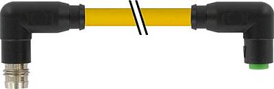 7000-88201-0100200 M8 male 90° / M8 female 90° A-cod. snap-in PVC 3x0.25 ye UL/CSA 2m - 1