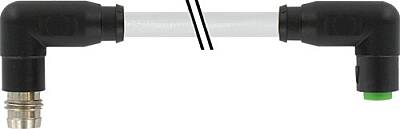 7000-88201-2100030 M8 male 90° / M8 female 90° A-cod. snap-in PVC 3x0.25 gy UL/CSA 0.3m - 1