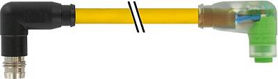 7000-88221-0500060 M8 male 90° / M8 female 90° A-cod. snap-in LED PUR 3x0.25 ye UL/CSA+robot+drag ch. 0.6m - 1