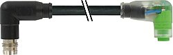 7000-88221-6300030 M8 male 90° / M8 female 90° A-cod. snap-in LED PUR 3x0.25 bk UL/CSA+drag ch. 0.3m