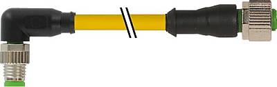 7000-88301-0500150 M8 male 90° / M12 female 0° A-cod. PUR 3x0.25 ye UL/CSA+robot+drag ch. 1.5m - 1