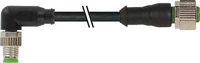 7000-88301-6100200 M8 male 90° / M12 female 0° A-cod. PVC 3x0.25 bk UL/CSA 2m - 1