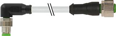7000-88311-2310030 M8 male 90° / M12 female 0° A-cod. PUR 4x0.25 gy UL/CSA+drag ch. 0.3m - 1
