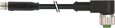 7000-88381-6300200 M8 male 0° snap-in/ M12 female 90° A-cod. screw-in PUR 3x0.25 bk UL/CSA+drag ch. 2m - 1