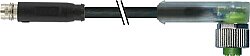 7000-88401-6100030 M8 male 0° snap-in/M12 fem. 90° A-cod.screw-in LED PVC 3x0.25 bk UL/CSA 0.3m
