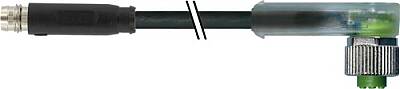 7000-88401-6100030 M8 male 0° snap-in/M12 fem. 90° A-cod.screw-in LED PVC 3x0.25 bk UL/CSA 0.3m - 1