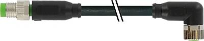 7000-89531-6410050 M8 male 0° / M8 female 90° A-cod. shielded PUR 4x0.34 shielded bk UL/CSA+drag ch. 0.5m - 1