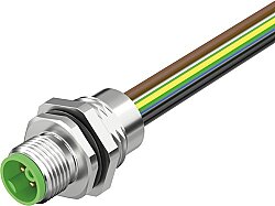 7000-P3282-9880020 M12 Power male recept. K-cod. front incl. nut PUR-wires 5x1.5 0.2m