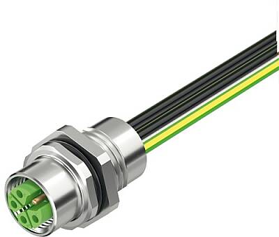 7000-P3292-9950100 M12 Power female recept. K-cod. front incl.nut PE-X-wires 5x2.5 UL 1m - 1