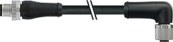 7000-P4151-P071000 M12 Power male 0° / female 90° L-cod. PUR 4x1.5 bk UL/CSA+drag ch. 10m