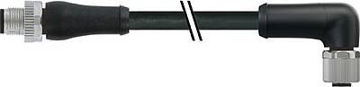 7000-P4151-P071000 M12 Power male 0° / female 90° L-cod. PUR 4x1.5 bk UL/CSA+drag ch. 10m - 1