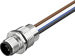 7000-P4181-9440050 M12 Power male recept. L-cod. front PUR-wires 4x1.5 0.5m