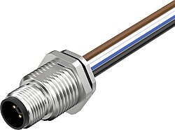 7000-P4185-9440100 M12 Power male recept. L-cod. rear PUR-wires 4x1.5 1.0m