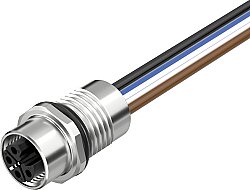 7000-P4191-9970050 M12 Power female recept. L-cod. front PE-X-wires 4x2.5 UL 0,5m