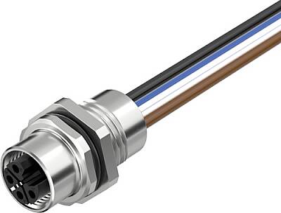 7000-P4192-9970300 M12 Power female recept. L-cod. front incl.nut PE-X-wires 4x2.5 UL 3m - 1