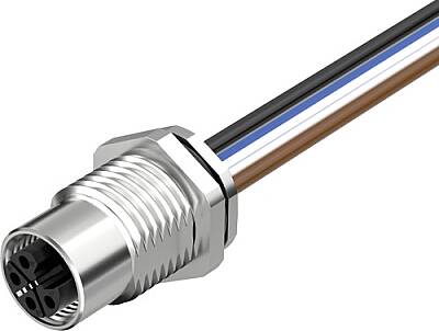 7000-P4195-9440030 M12 Power L-cod. 4pol. female recept. rear mount PUR-wires 4x1.5 0.3m - 1