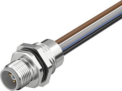 7000-P4282-9800100 M12 Power male recept. L-cod. front incl. nut PUR-wires 5x1.5 1m - 1