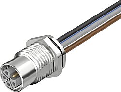 7000-P4295-9800050 M12 Power L-cod. 5pol. female recept. rear mount wires PUR 5x1.5 0,5m